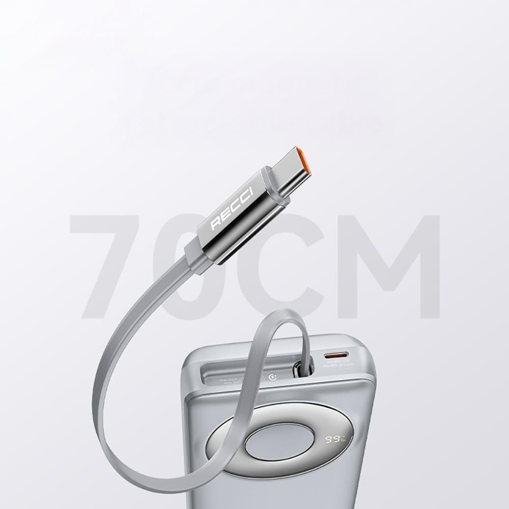 Recci RPB-P72 Hızlı Şarj Özellikli Type-C Kablolu Powerbank 65W 20.000mAh