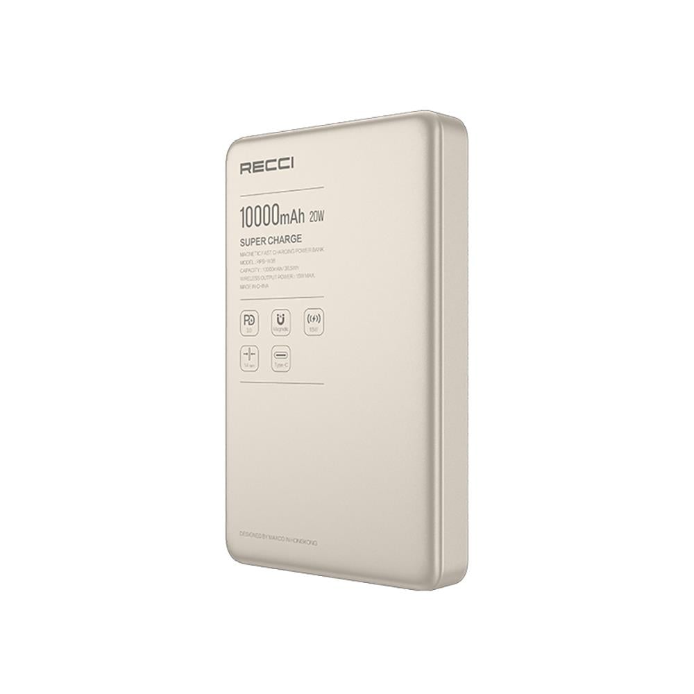 Recci RPB-W36 Ultra İnce PD 20W Hızlı Şarj Özellikli Wireless Powerbank 15W 10000mAh