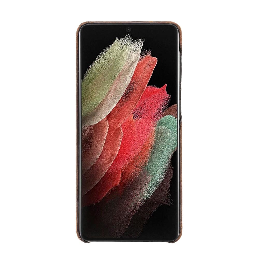 Samsung Galaxy S21 Plus Uyumlu Deri Arka Kapak UJ G2 Kahve
