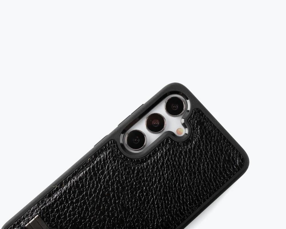 Samsung Galaxy S24 Plus Uyumlu, Hakiki Deri, El Yapımı Standlı Kılıf
