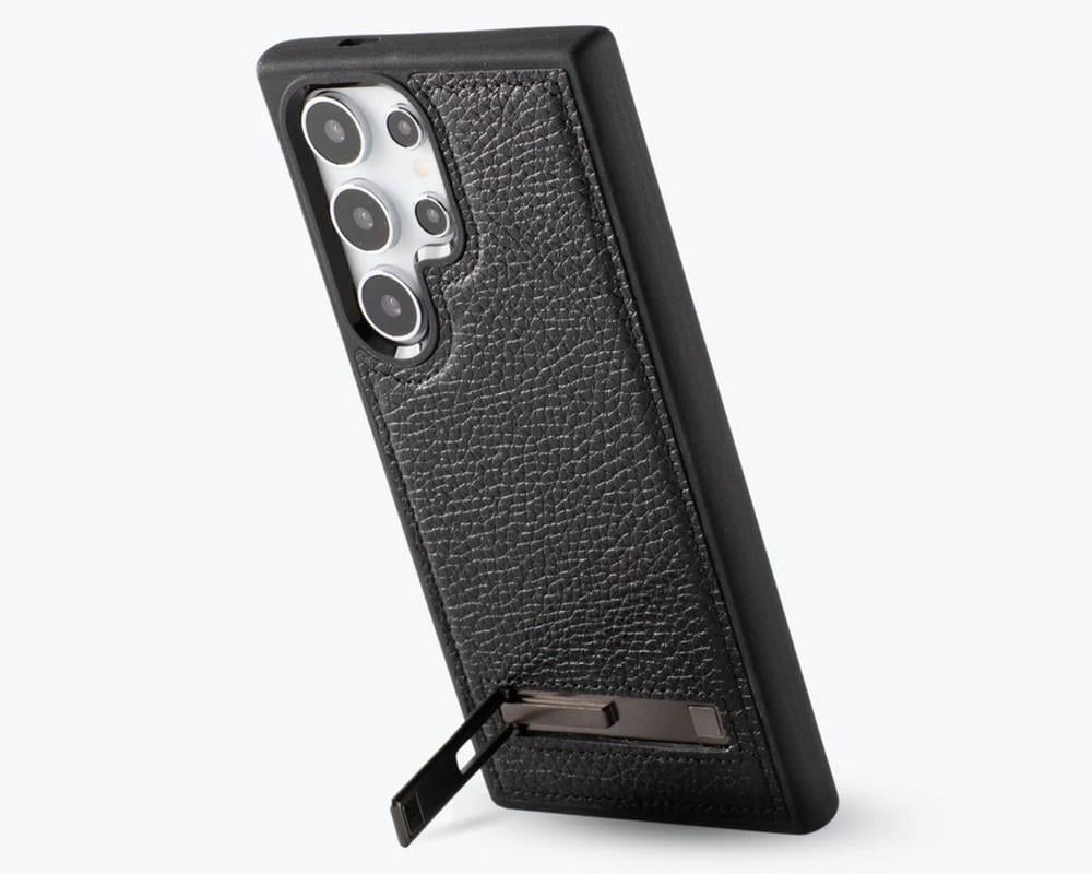 Samsung Galaxy S24 Ultra Uyumlu, Hakiki Deri, El Yapımı Standlı Kılıf