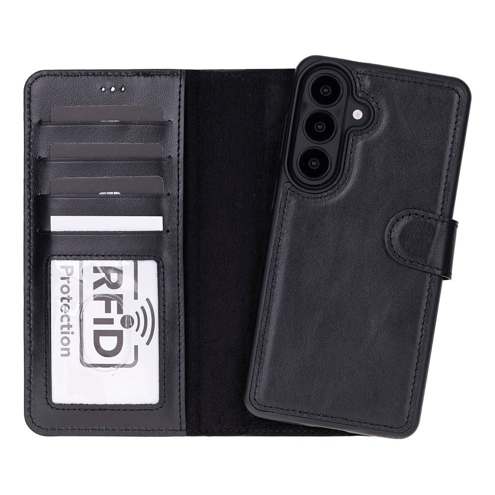 Samsung Galaxy S26 Plus Uyumlu Manyetik Hakiki Deri Cüzdan Kılıf ,Cüzdan Taşımaya Son, Kredi Kart Yuvalı, RFID Güvenlik