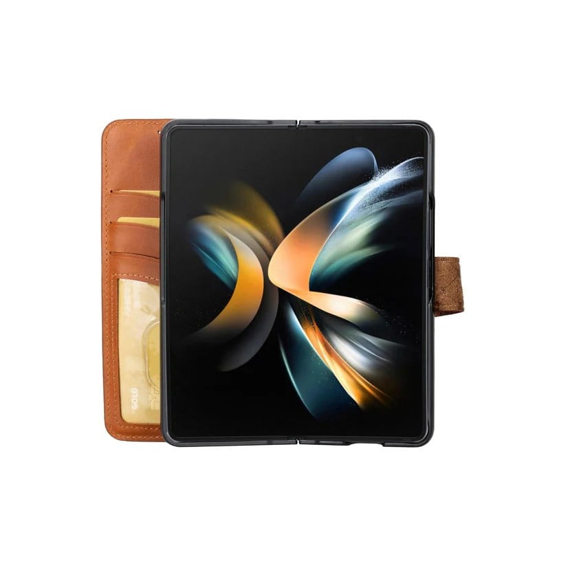 Samsung Galaxy Z Fold5 Uyumlu Manyetik Hakiki Deri Cüzdan Kılıf ,Cüzdan Taşımaya Son, Kredi Kart Yuvalı, RFID Güvenlik