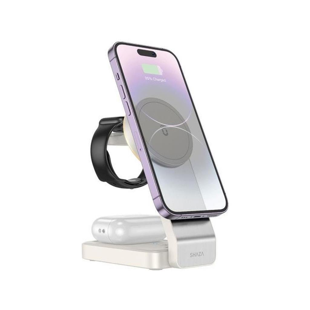 SHAZA 3in1 Katlanabilir Kablosuz Hızlı Masa Şarj Standı