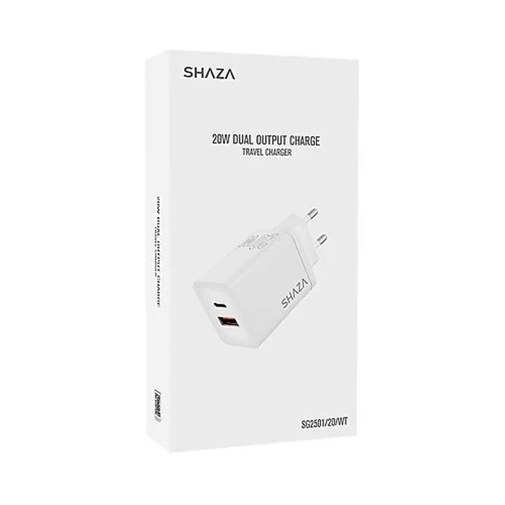 Shaza SG2501 PD20W Çift Çıkışlı USB QC3.0 ve Type-C Şarj Adaptörü