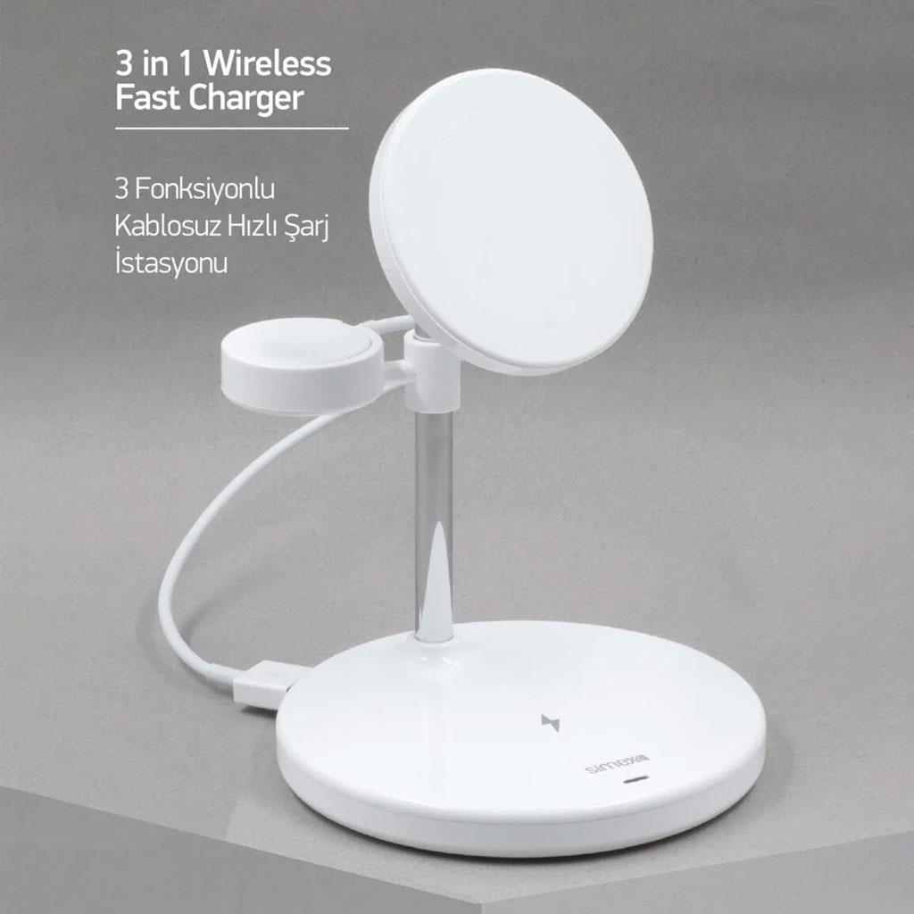 ŞARJ / DATA KABLOLARI Simex Triplo Sps-05 3in1 Kablosuz Hızlı Sarj Standı
