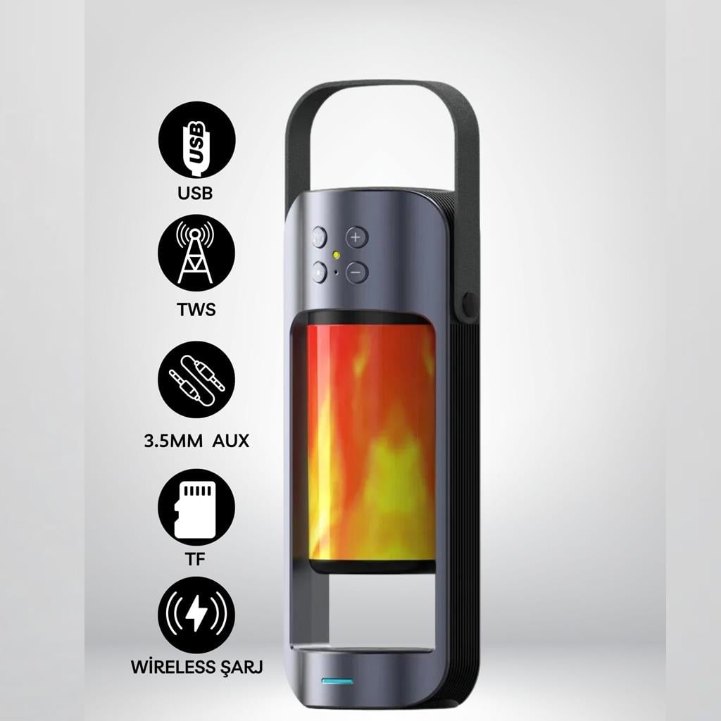 SubZero SB40 Alevli Led Işıklı Bluetooth TWS Hoparlör (Kablosuz Şarj Destekli)