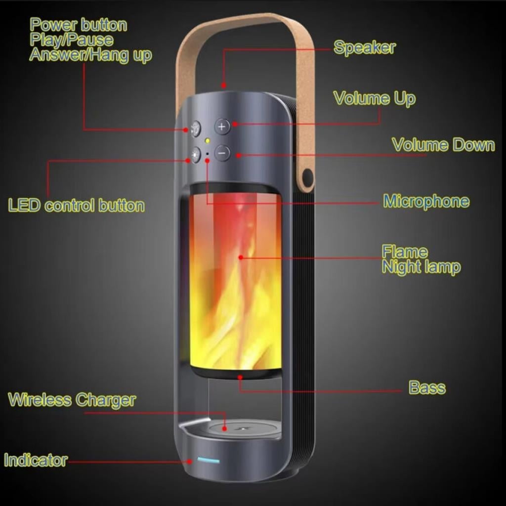 SubZero SB40 Alevli Led Işıklı Bluetooth TWS Hoparlör (Kablosuz Şarj Destekli)