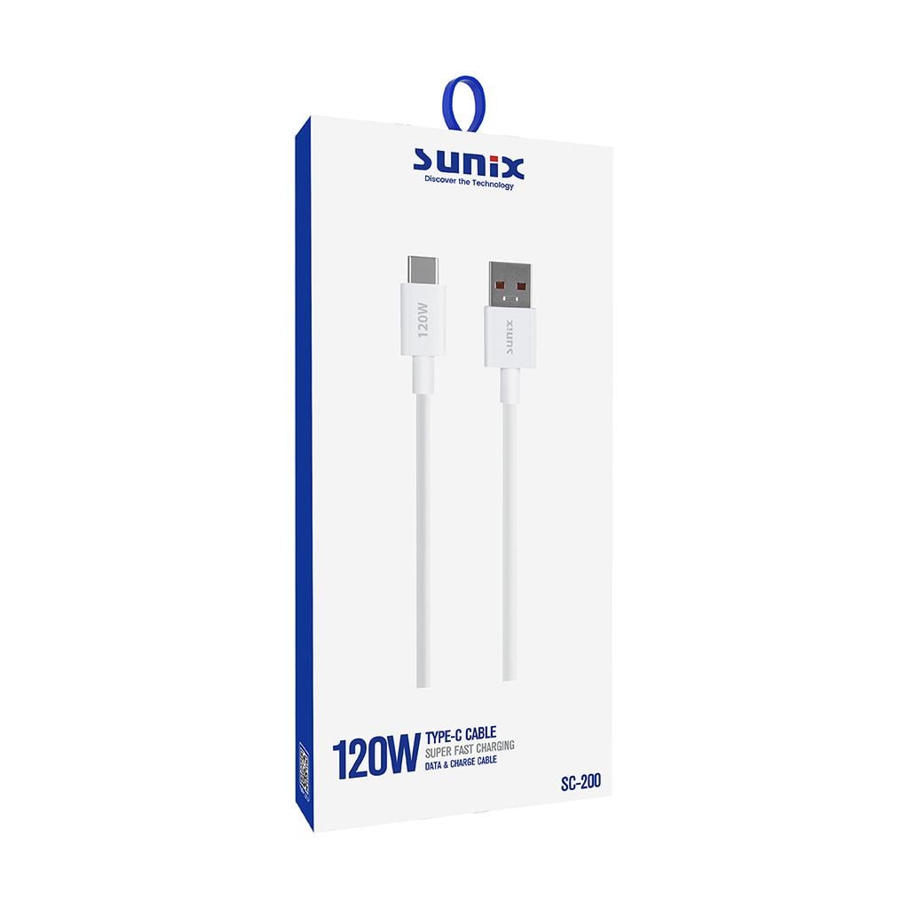 Sunix SC-200 120W Type-C to USB-A Şarj-Data Kablosu