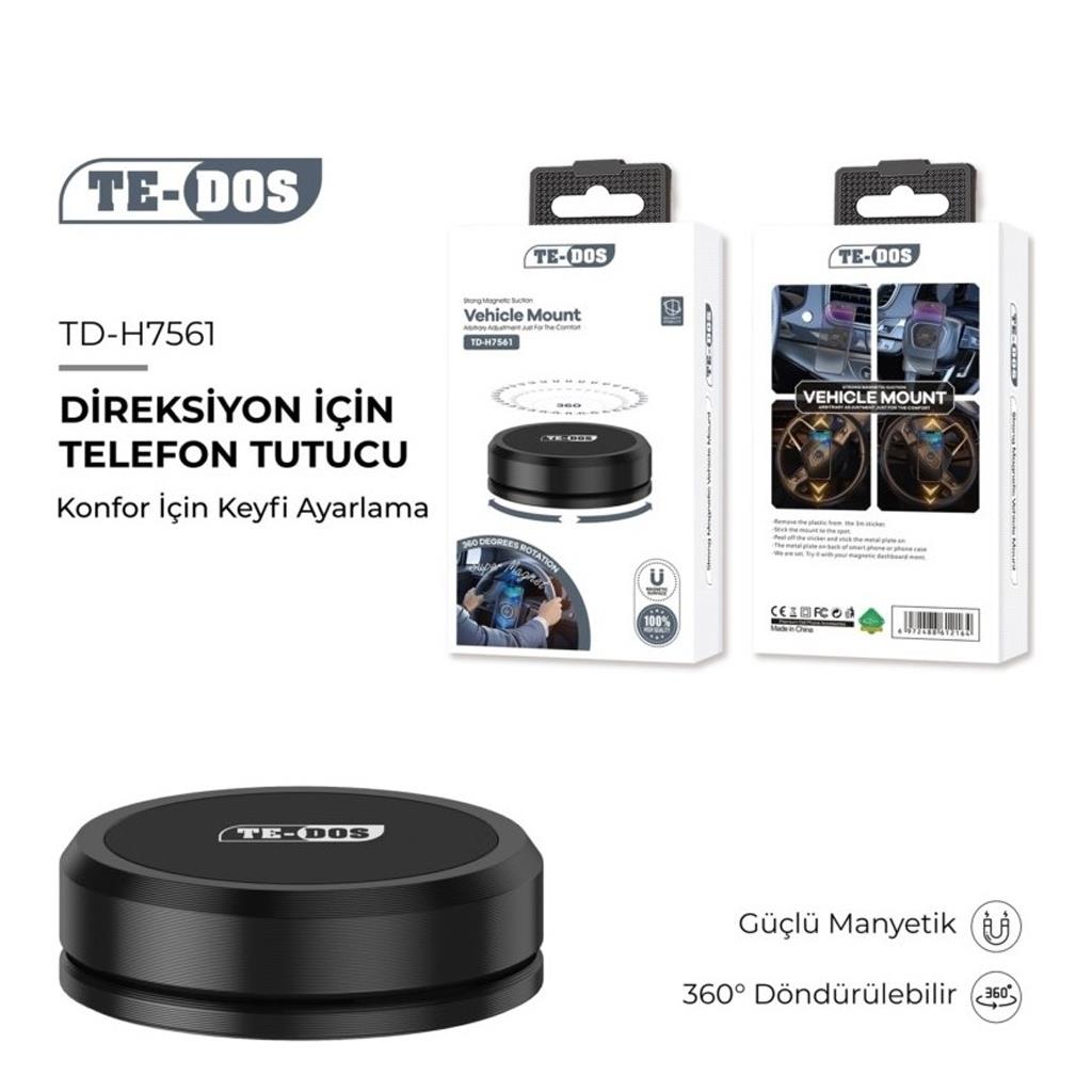 Te-Dos TD-H7561 360 Dönebilen Mıknatıslı Araç Telefon Tutucu