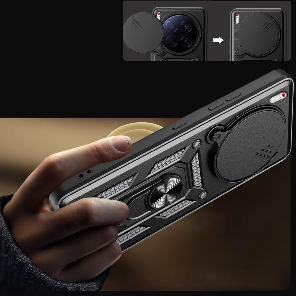 Tecno Camon 40 Premier 5G Kılıf Magnetik Standlı Kamera Korumalı Zore Sürgülü Vega Kapak