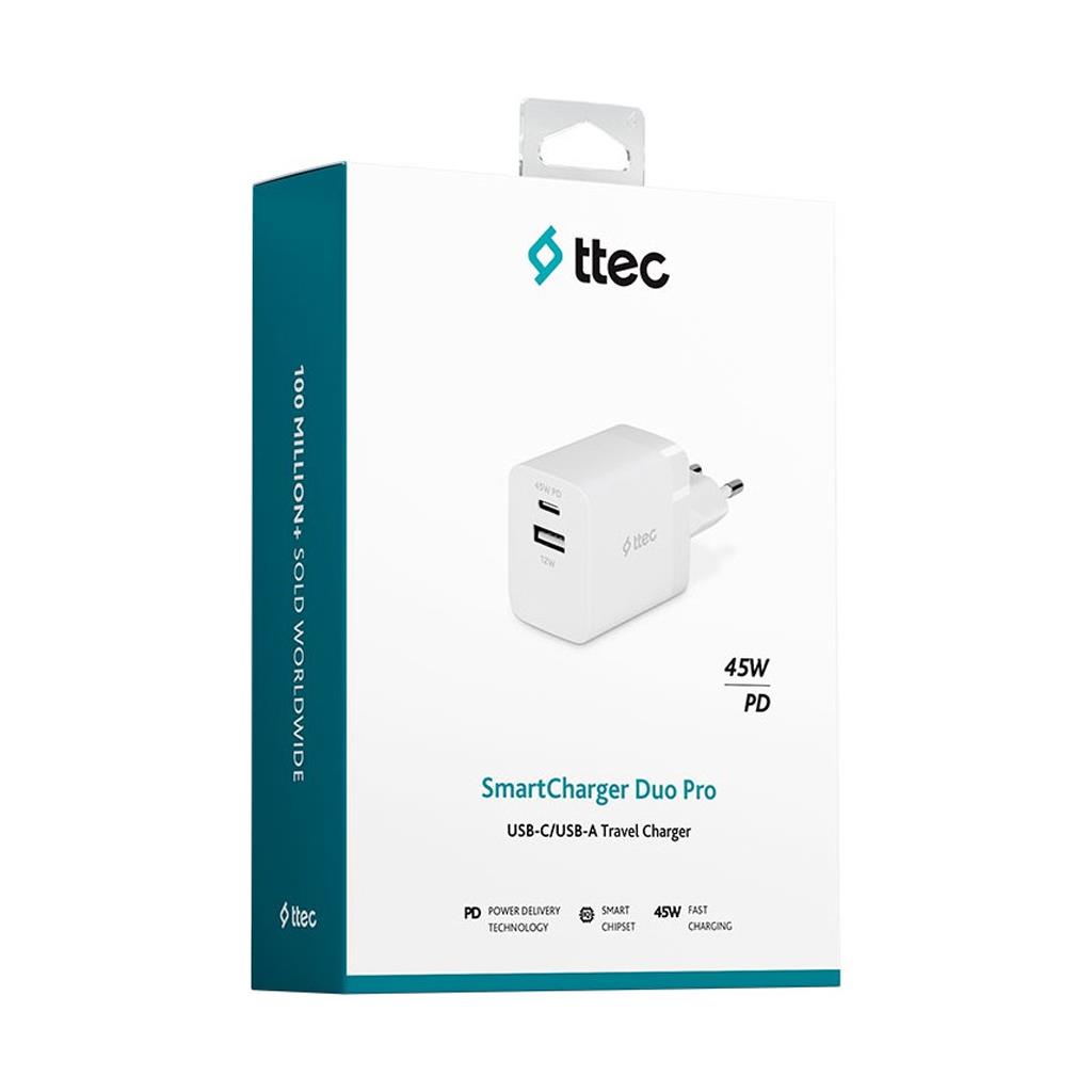 Ttec SmartCharger Duo Pro 45W PD USB-C/USB-A Seyahat Şarj Başlığı