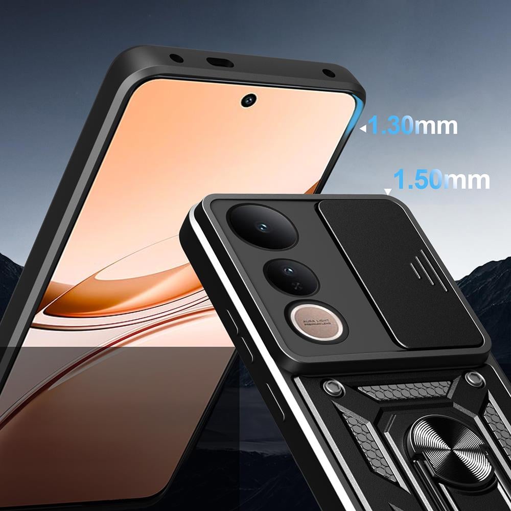 Vivo V50 Lite 4G Kılıf Magnetik Standlı Kamera Korumalı Zore Sürgülü Vega Kapak