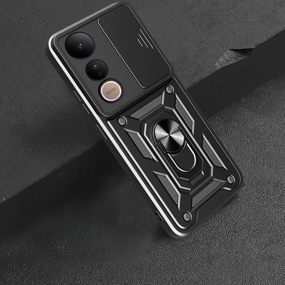 Vivo V50 Lite 4G Kılıf Magnetik Standlı Kamera Korumalı Zore Sürgülü Vega Kapak