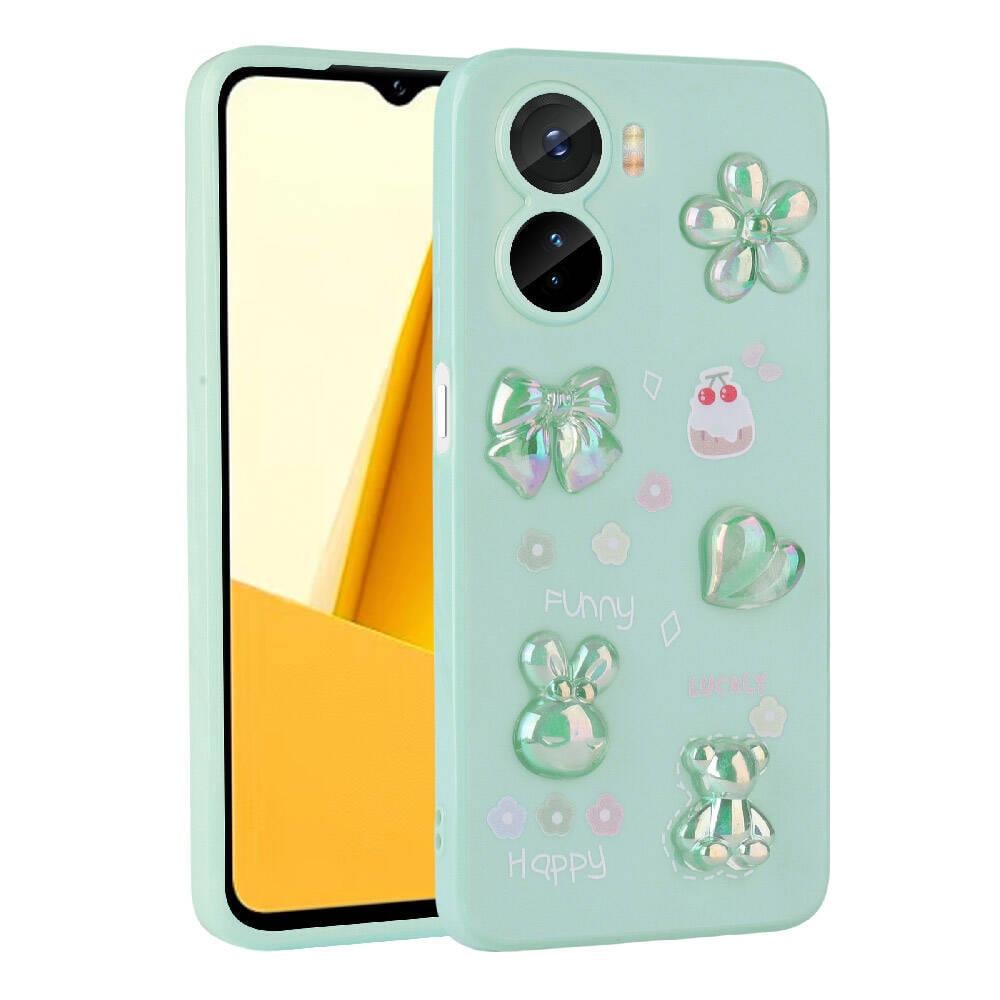 Vivo Y16 Kılıf Kabartma Figürlü Parlak Zore Toys Silikon Kapak