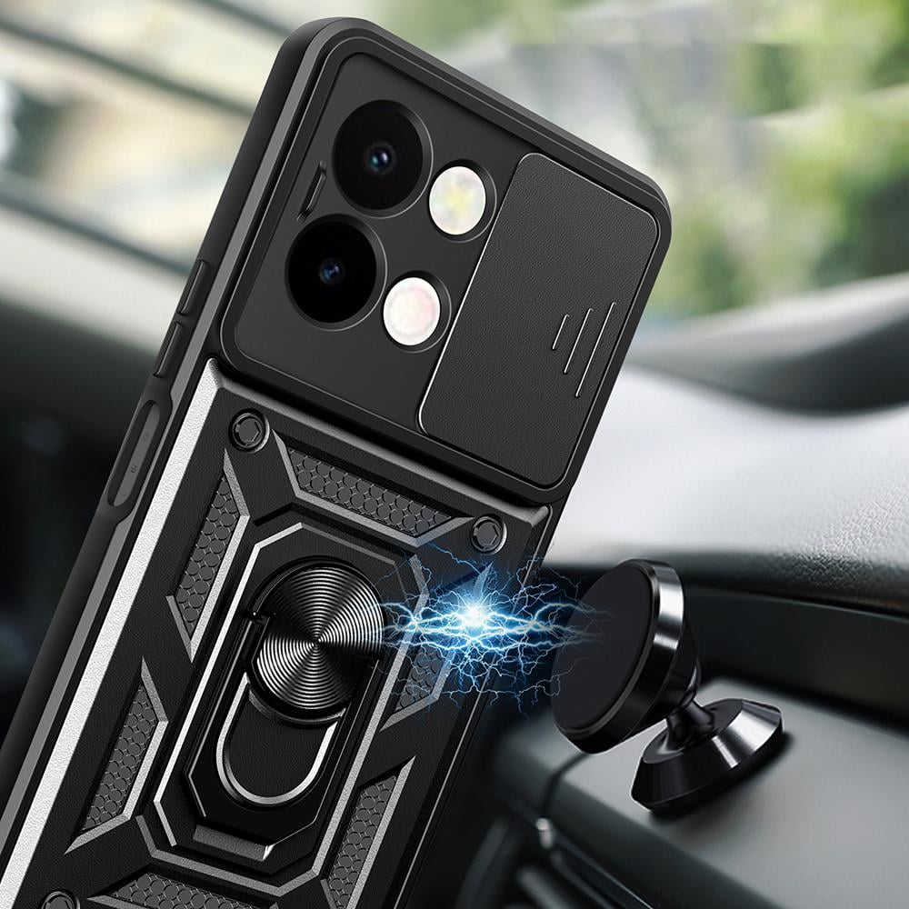 Vivo Y28 Kılıf Magnetik Standlı Kamera Korumalı Zore Sürgülü Vega Kapak