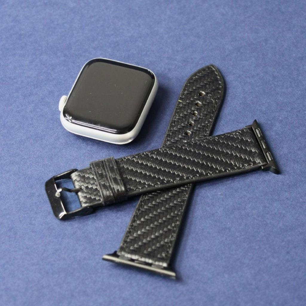 Wrapsol El Yapımı 42 / 44 / 45 / 49 mm Carbon Desenl Saat Kordonu