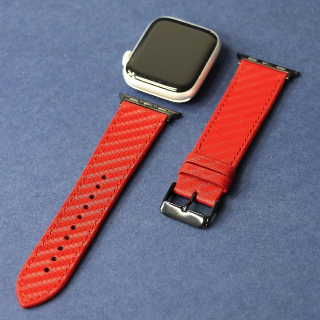 Wrapsol El Yapımı 42 / 44 / 45 / 49 mm Carbon Desenl Saat Kordonu