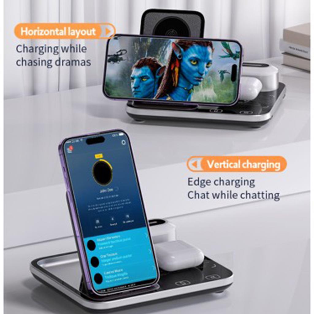 Wrapsol R12-W60 Dokunmatik Standlı ve Ritm Işıklı 4in1 Kablosuz Şarj Standı
