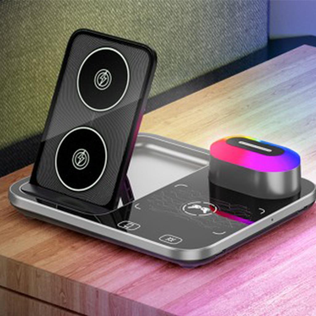Wrapsol R12-W60 Dokunmatik Standlı ve Ritm Işıklı 4in1 Kablosuz Şarj Standı