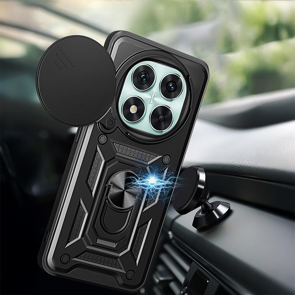 Xiaomi Poco X7 Kılıf Magnetik Standlı Kamera Korumalı Zore Sürgülü Vega Kapak