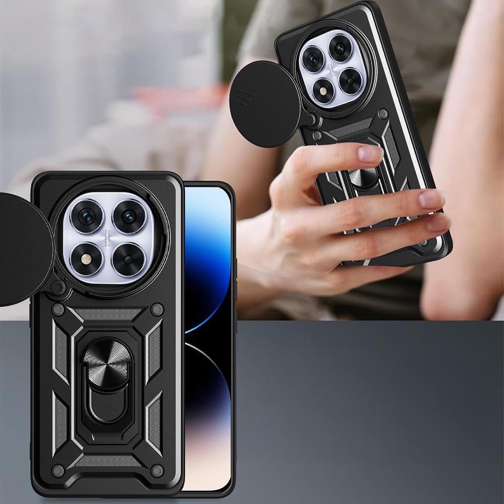Xiaomi Redmi Note 14 Pro Plus Kılıf Magnetik Standlı Kamera Korumalı Zore Sürgülü Vega Kapak