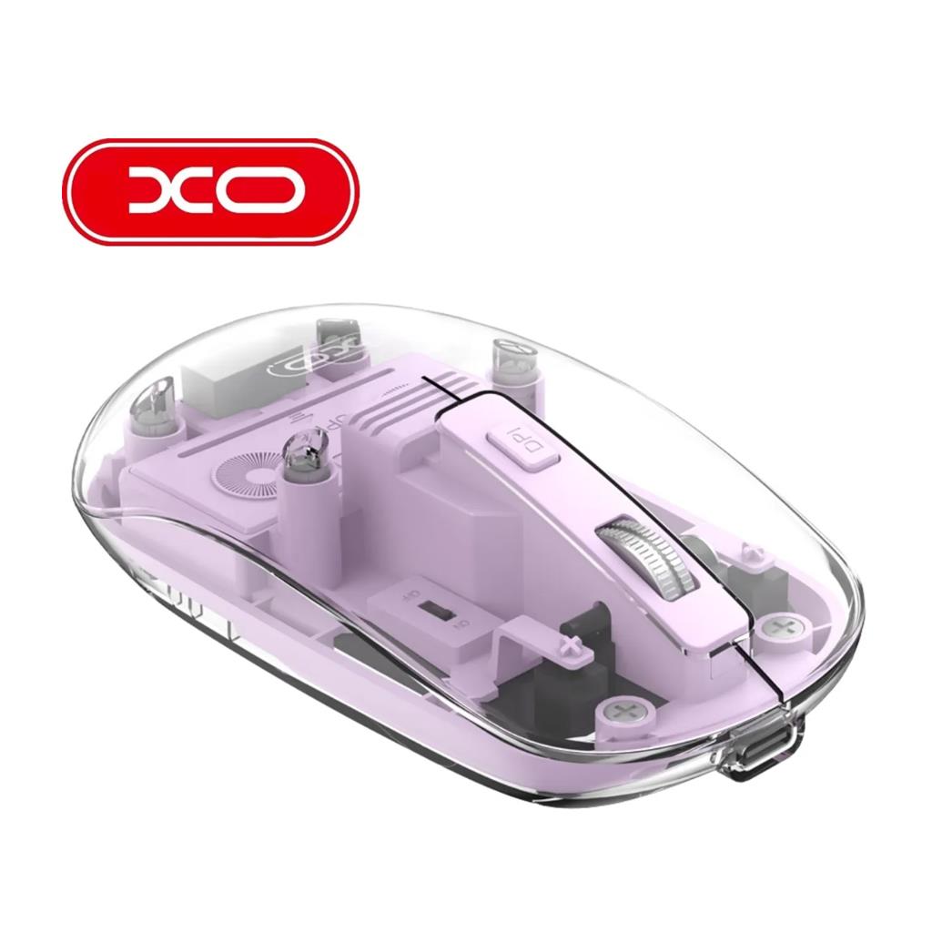 XO XO-M12  Şeffaf Tasarım Renkli Alt Yüzey TYPE-C Şarj 300 Mah Dahili Bataryalı Şarjlı Kablosuz Mouse
