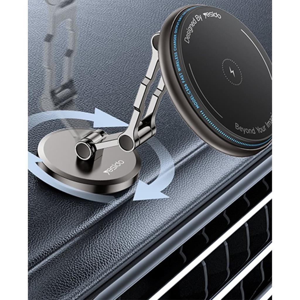 Yesido C306 Yapışkanlı 360 Derece Ayarlanabilir 15W Kablosuz Şarjlı Magsafe Araç Tutucu