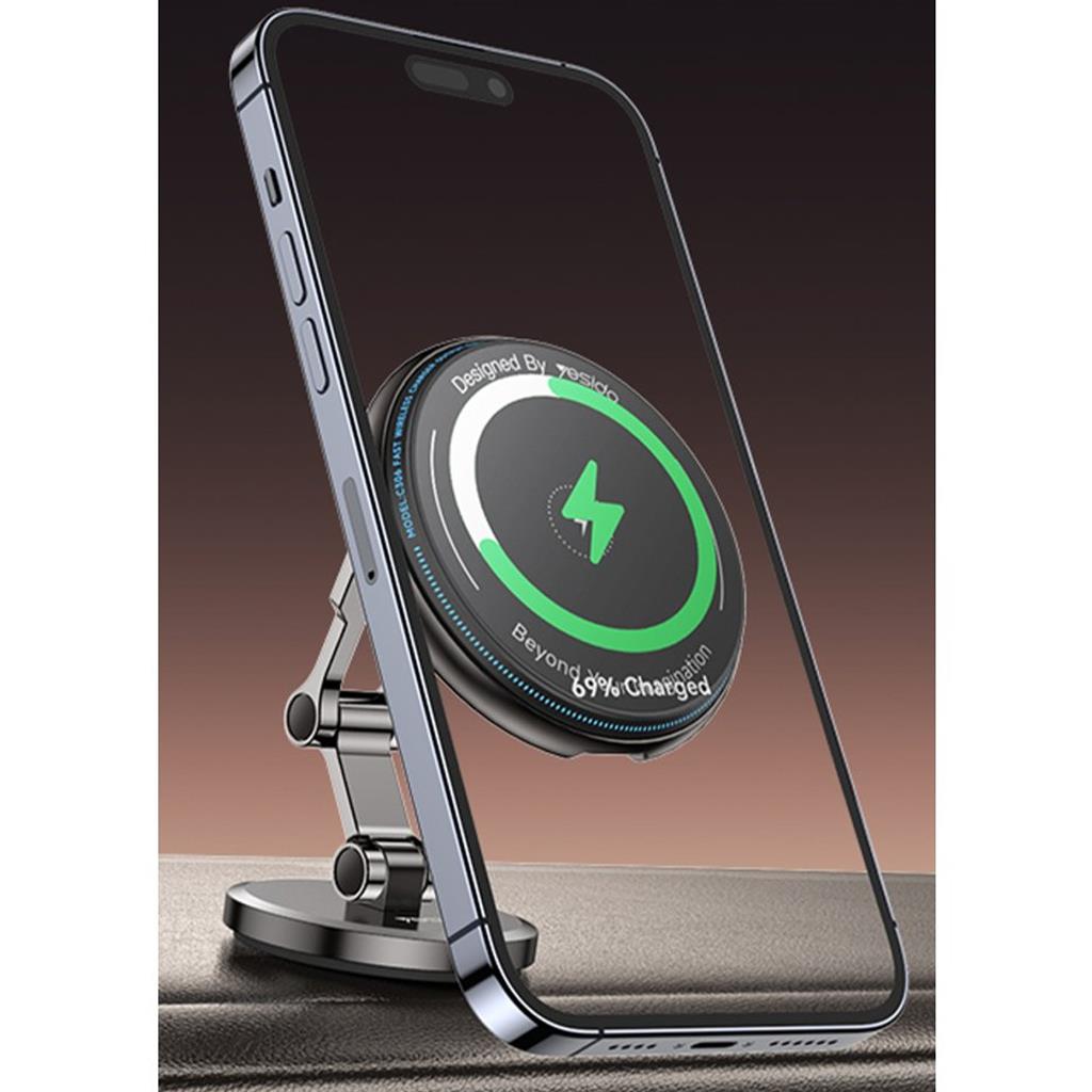 Yesido C306 Yapışkanlı 360 Derece Ayarlanabilir 15W Kablosuz Şarjlı Magsafe Araç Tutucu