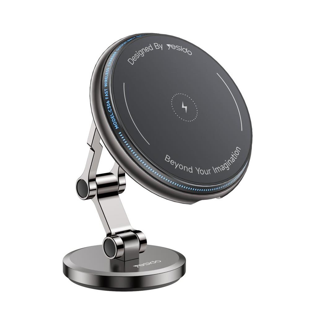 Yesido C306 Yapışkanlı 360 Derece Ayarlanabilir 15W Kablosuz Şarjlı Magsafe Araç Tutucu
