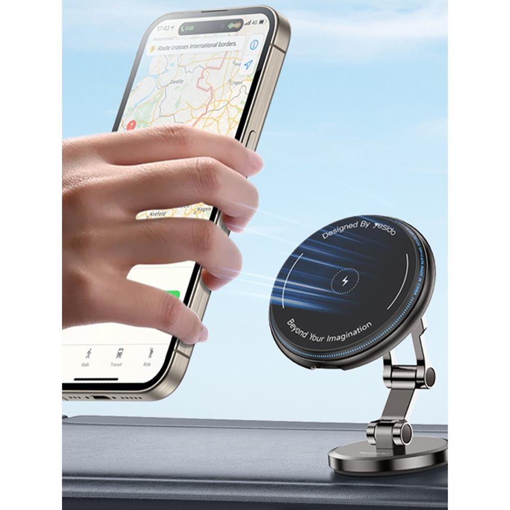 Yesido C306 Yapışkanlı 360 Derece Ayarlanabilir 15W Kablosuz Şarjlı Magsafe Araç Tutucu
