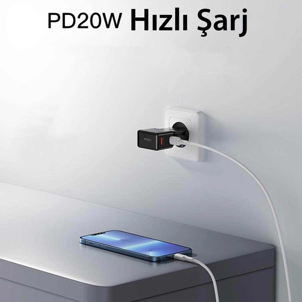 Yesido MC17 Universal  Mini 20W Hızlı Şarj Destekli Çift Çıkışlı Adaptör