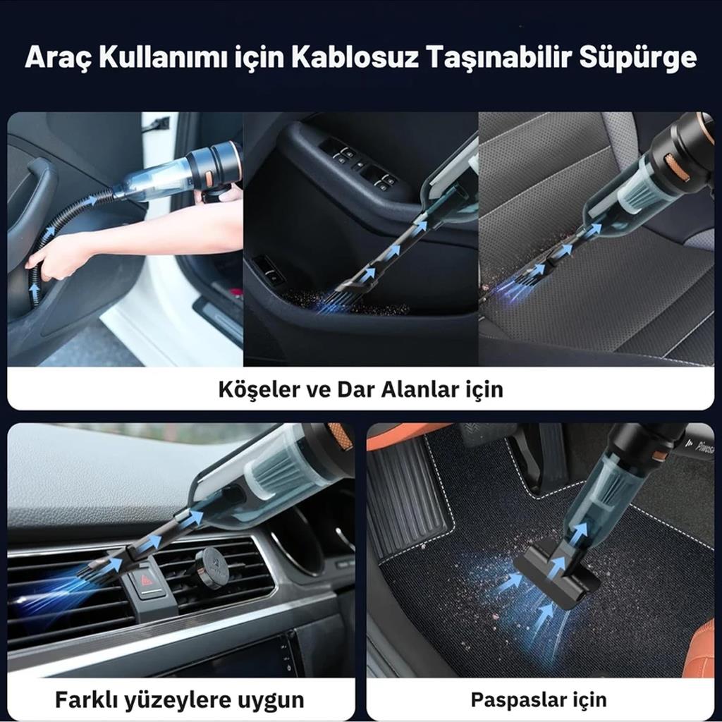 Yk Desıng 16000 Pascal Şarjlı Araç İçi Multifonksiyonel Süpürge