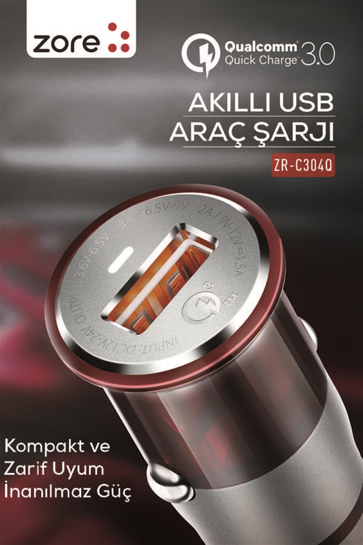 Zore ZR-C304Q Micro Araç Şarj Seti