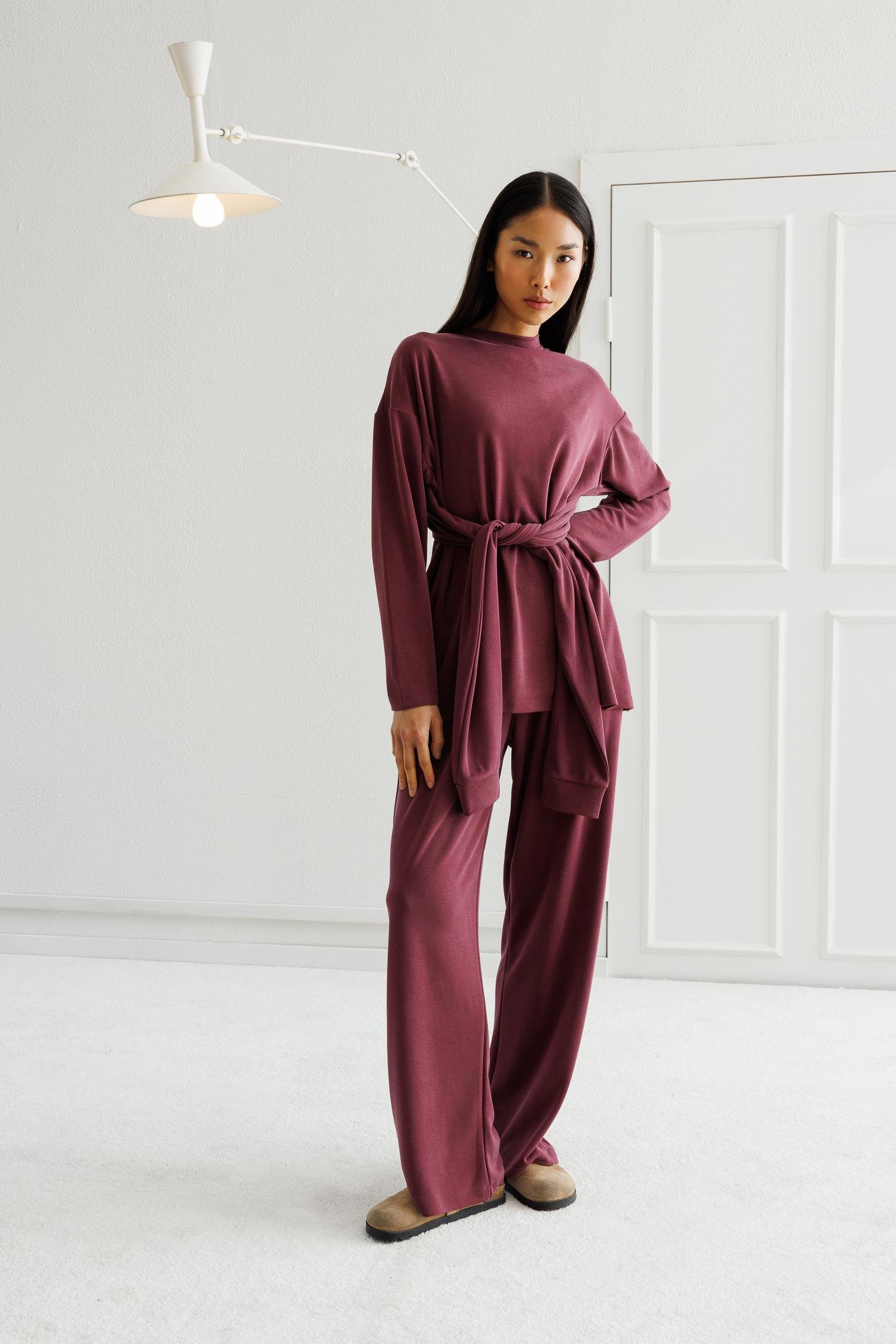 Bağlama Detaylı Takım - Mürdüm