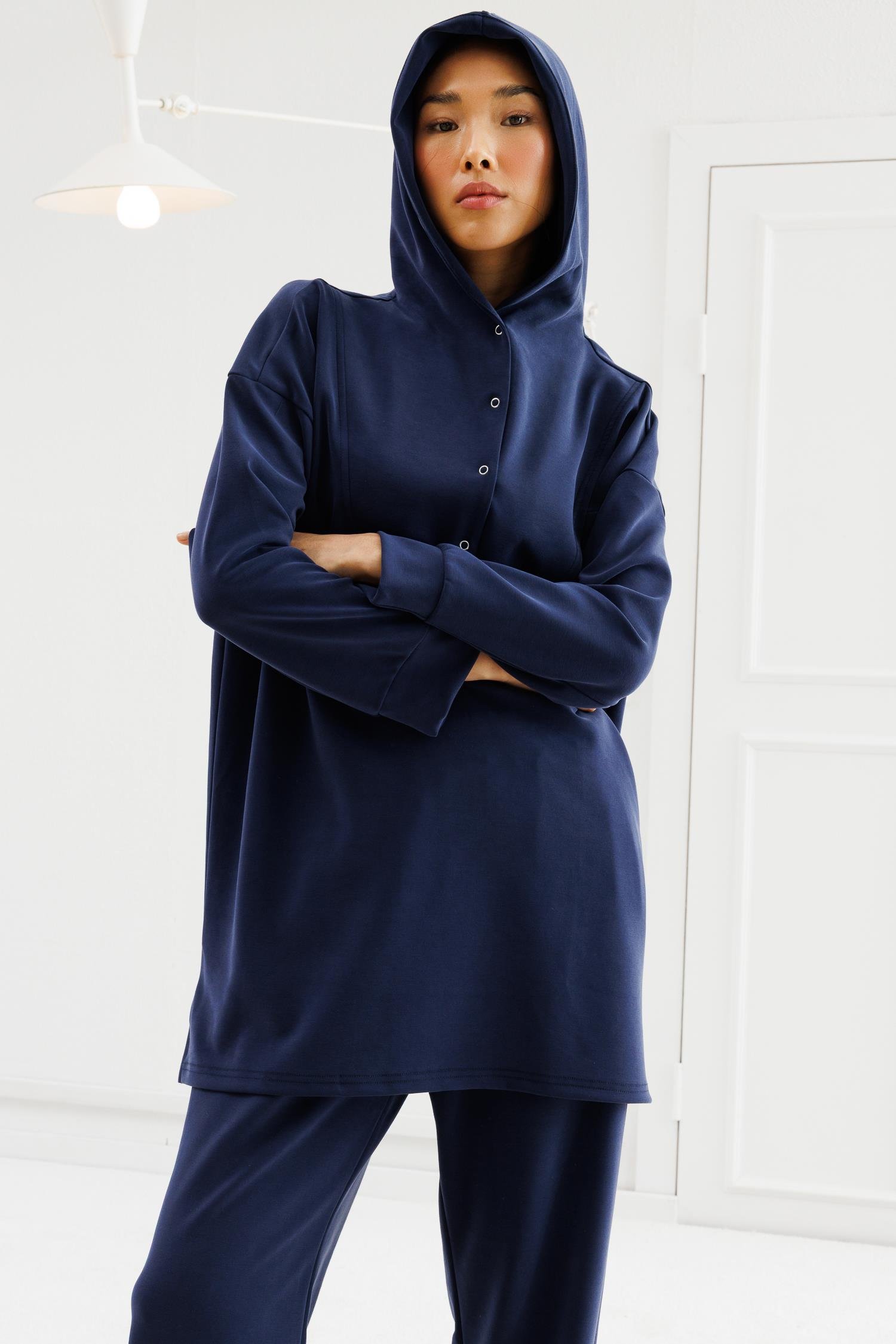 Çıtçıtlı Modal Takım - Lacivert