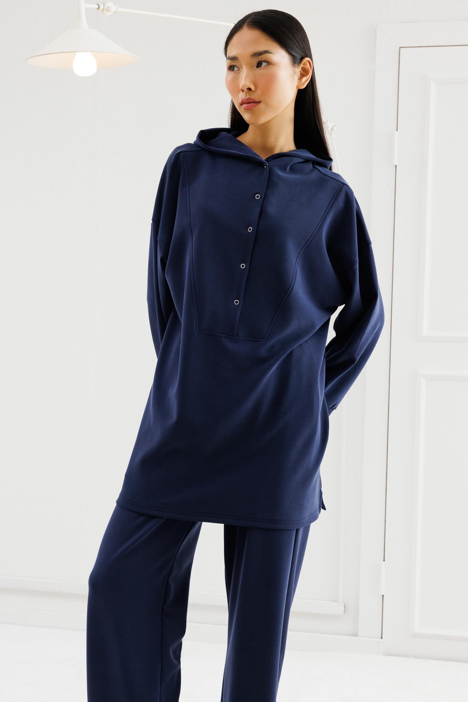 Çıtçıtlı Modal Takım - Lacivert