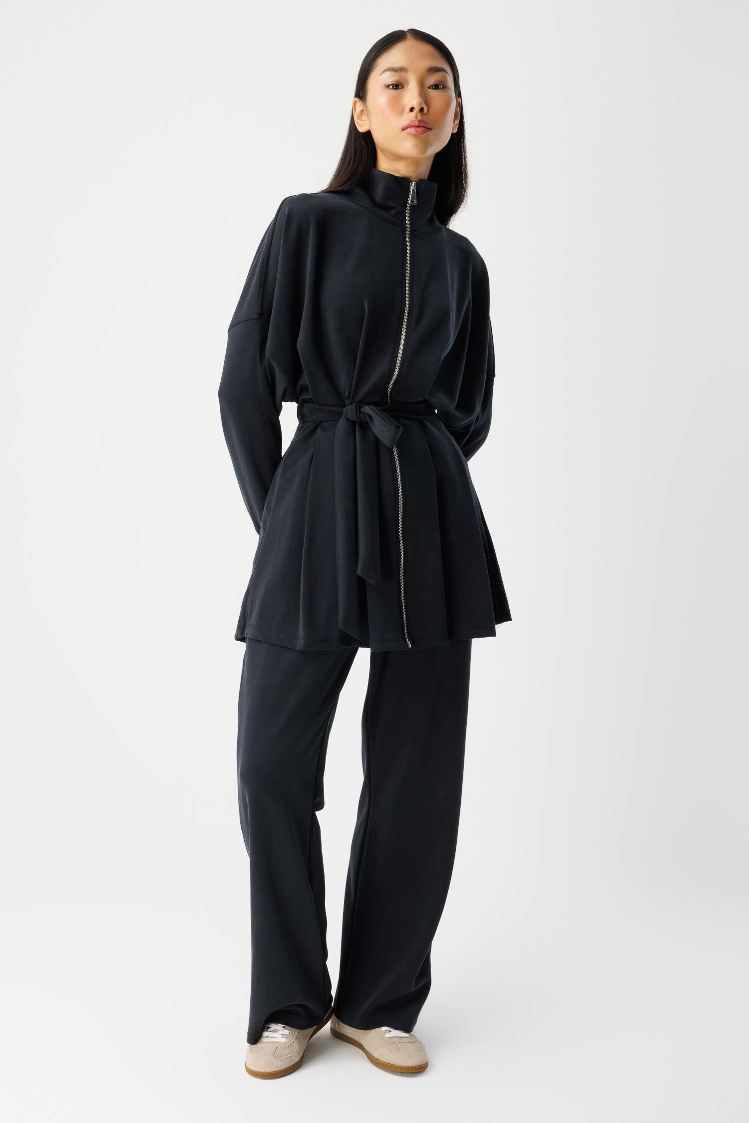 Pileli Modal Takım- Siyah