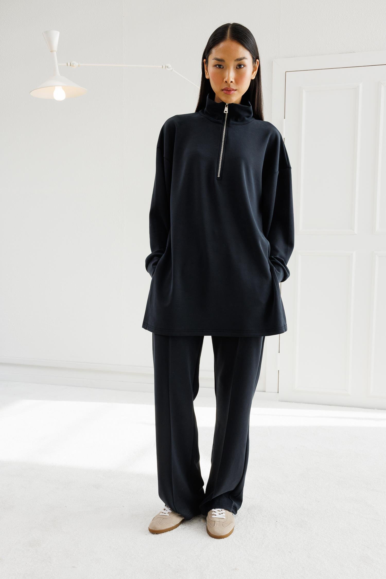 Yarım Fermuarlı Modal Takım - Antrasit