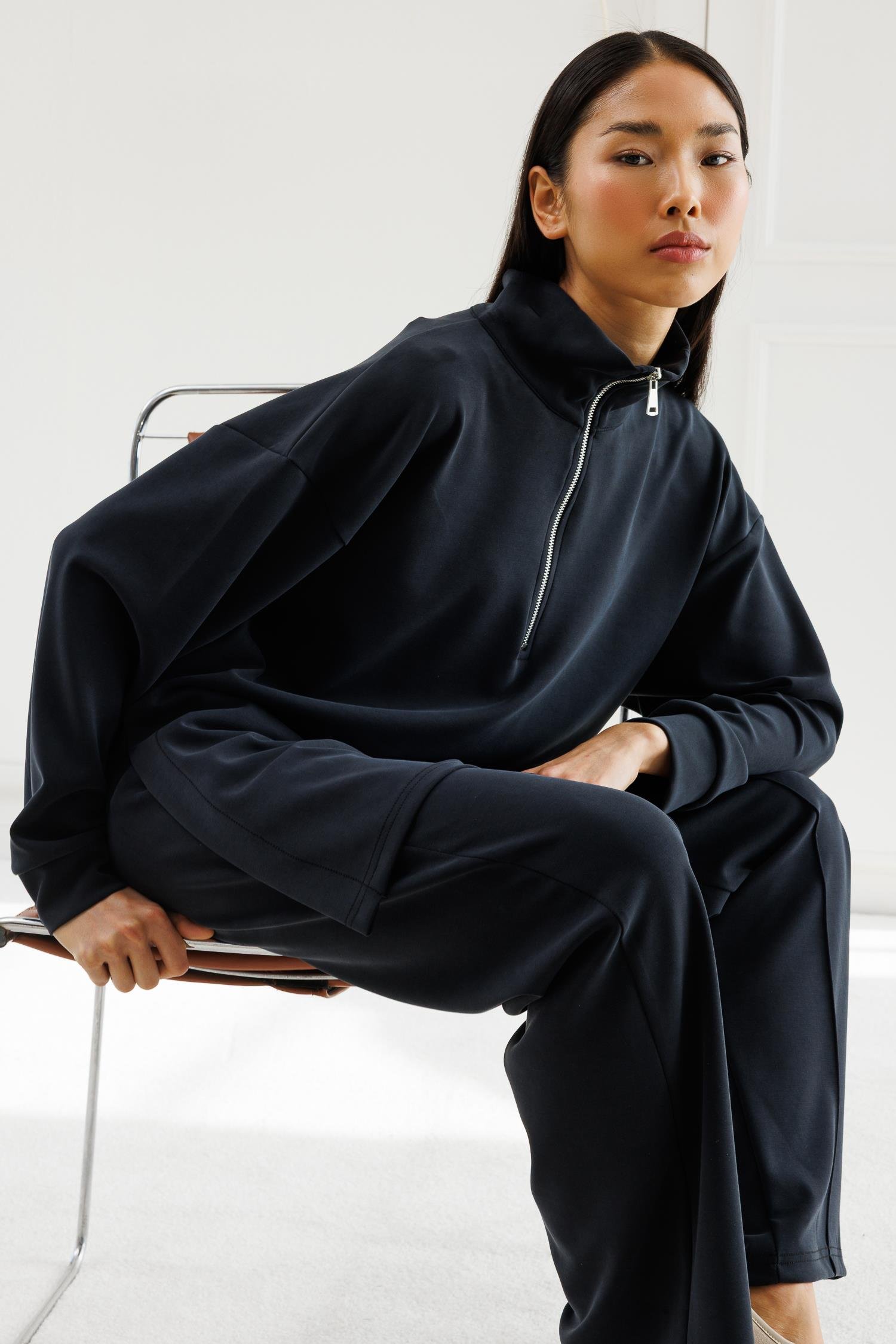 Yarım Fermuarlı Modal Takım - Antrasit