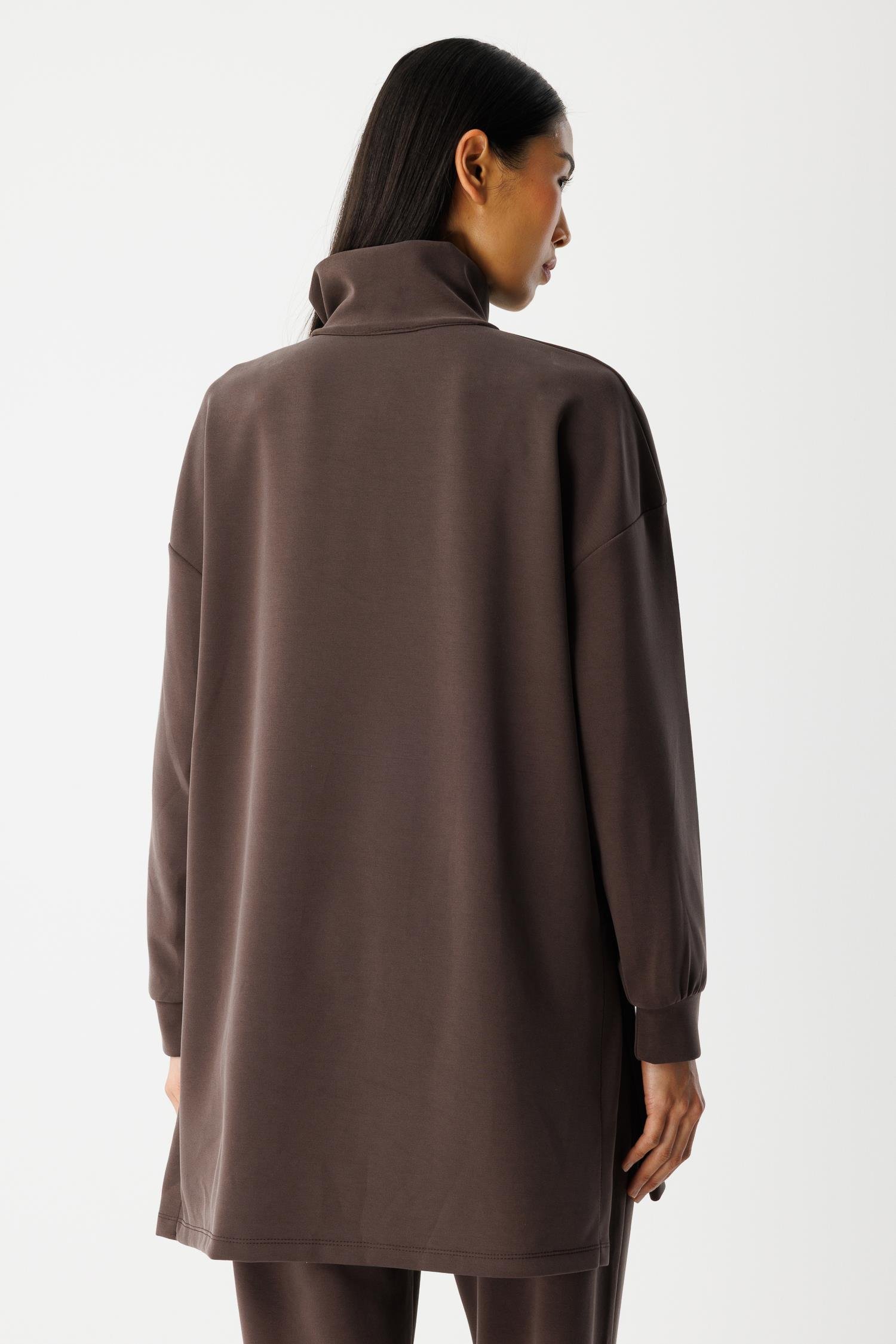 Yarım Fermuarlı Modal Takım - Kahve