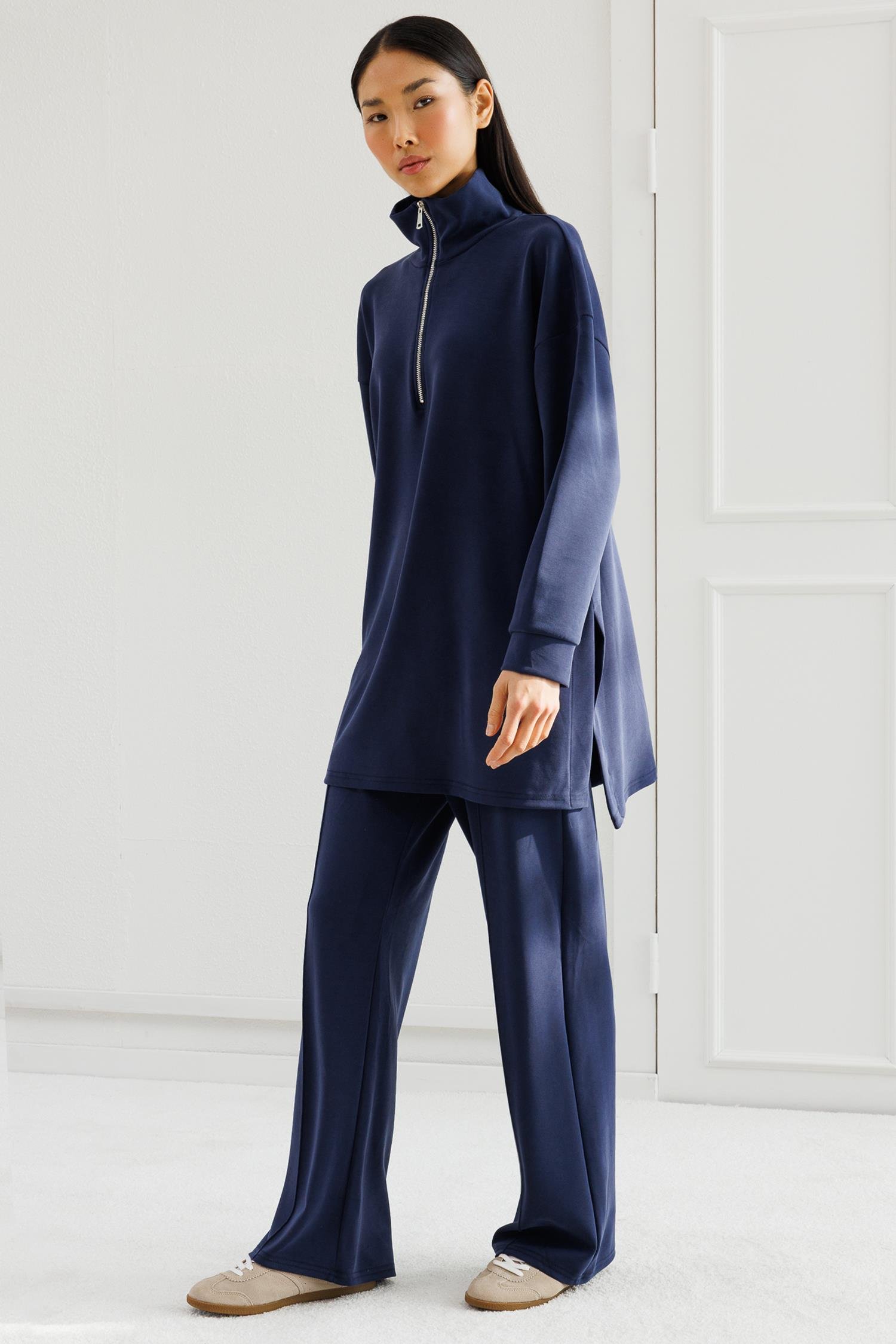 Yarım Fermuarlı Modal Takım - Lacivert