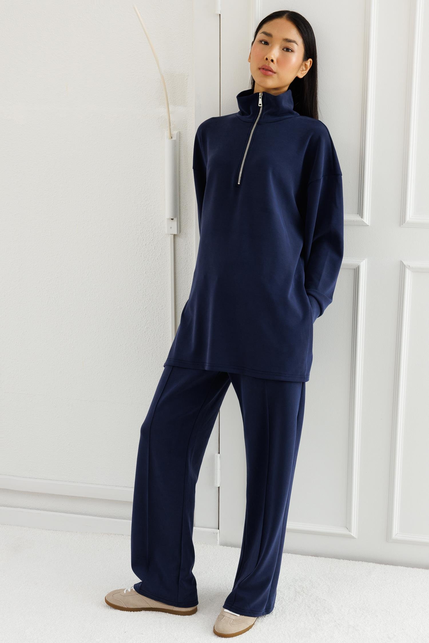 Yarım Fermuarlı Modal Takım - Lacivert