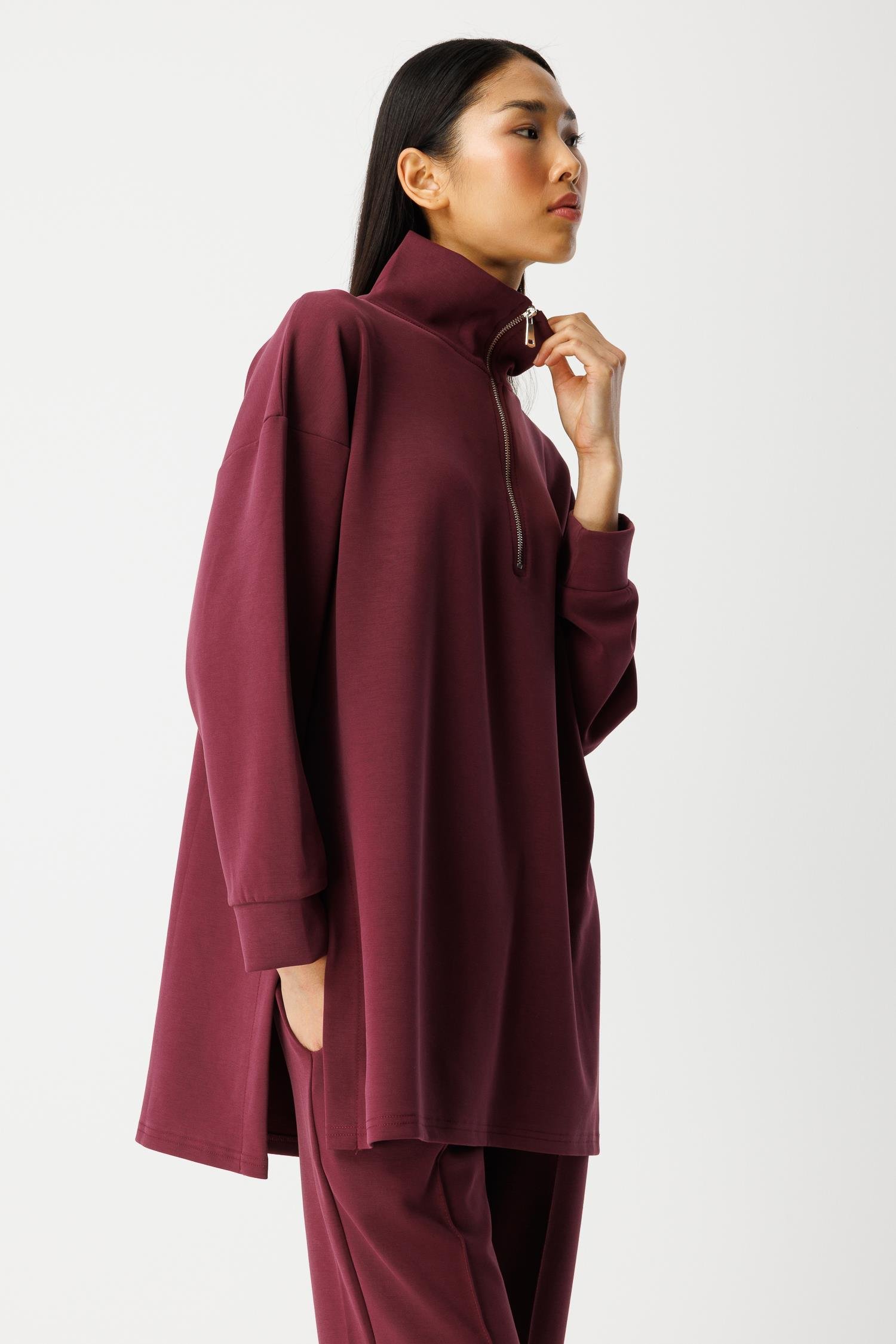 Yarım Fermuarlı Modal Takım - Mürdüm