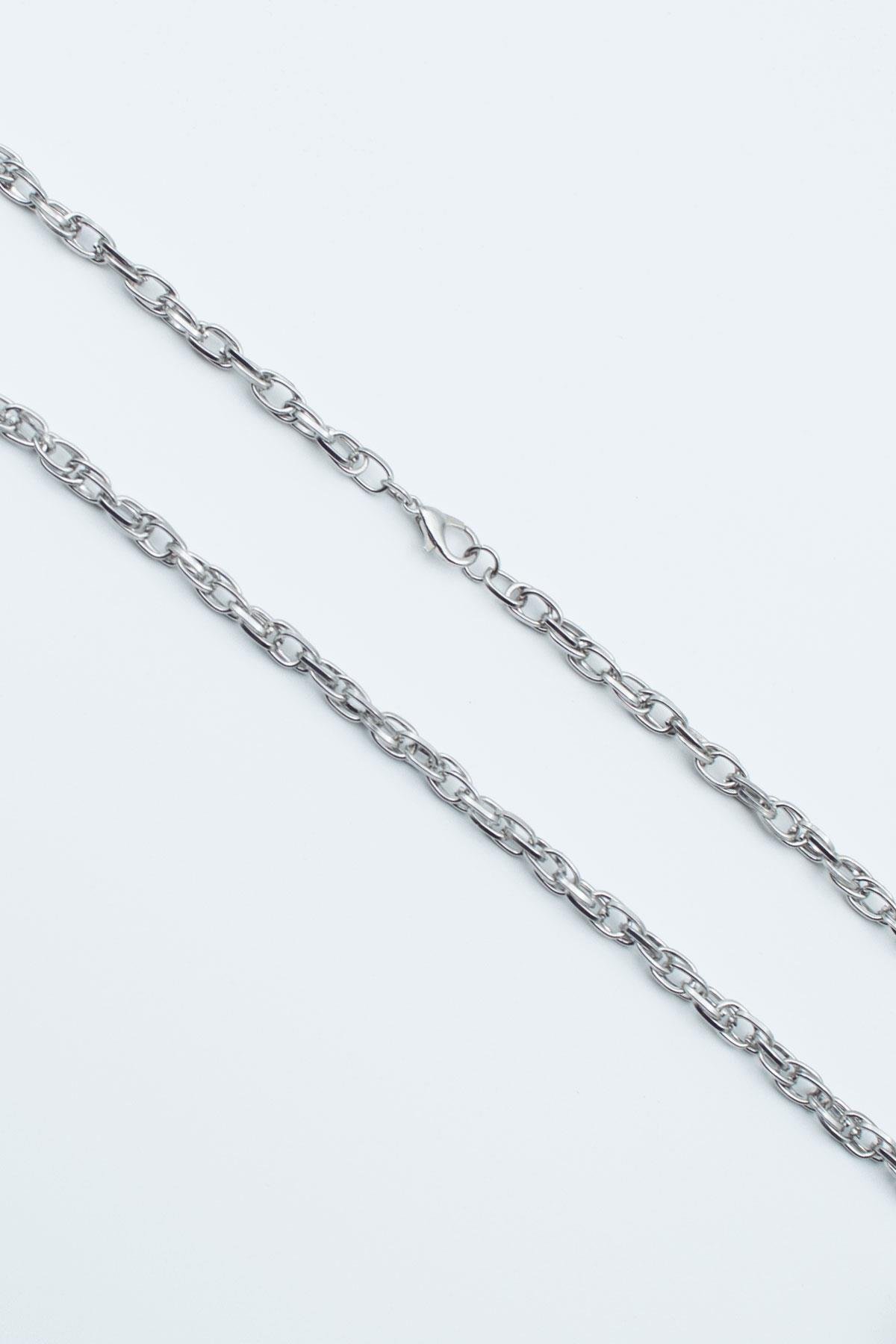 Karışık Geçme Zincir Kolye - Silver Renk
