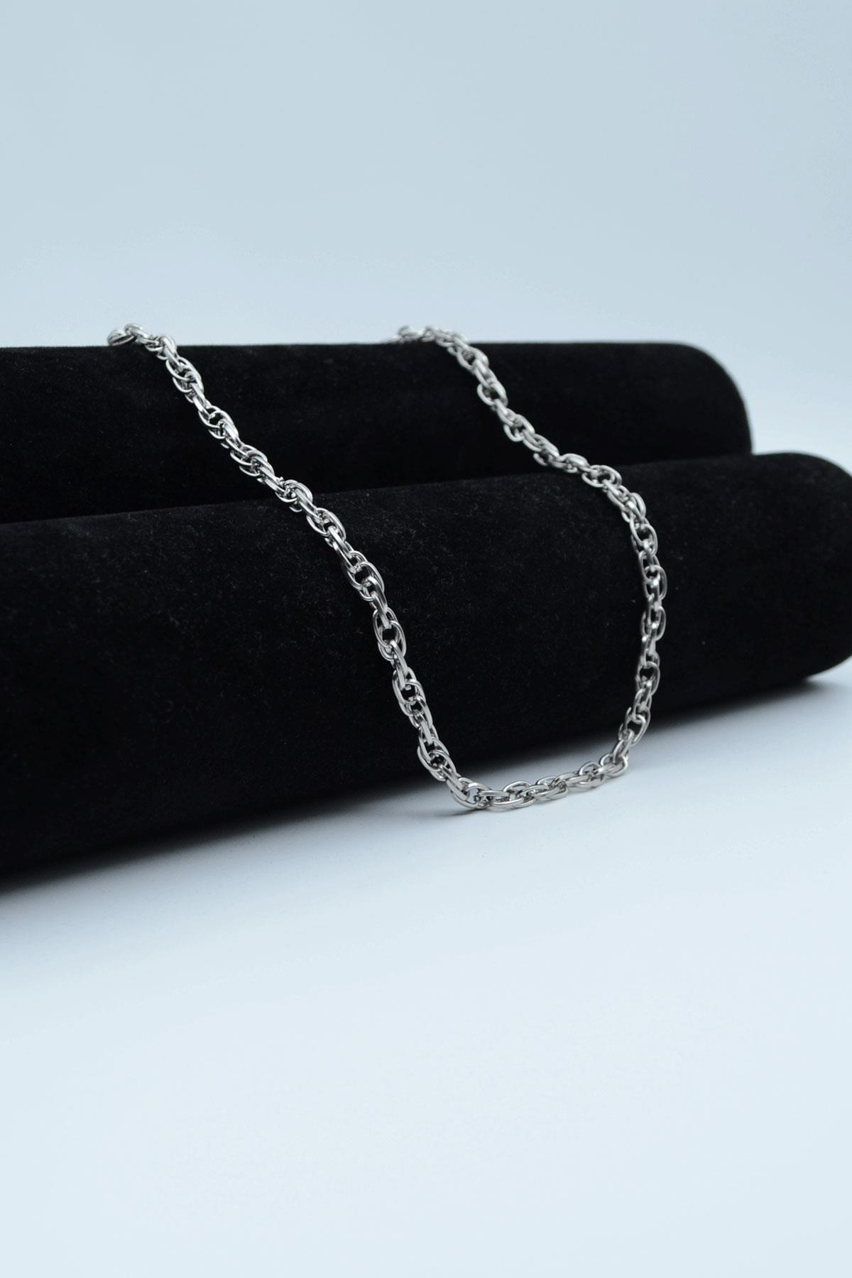 Karışık Geçme Zincir Kolye - Silver Renk