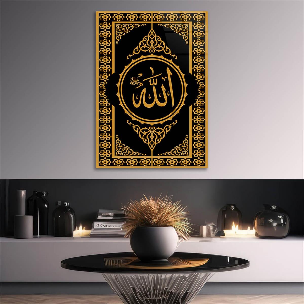 ALLAH C.C YAZILI CAM TABLO 