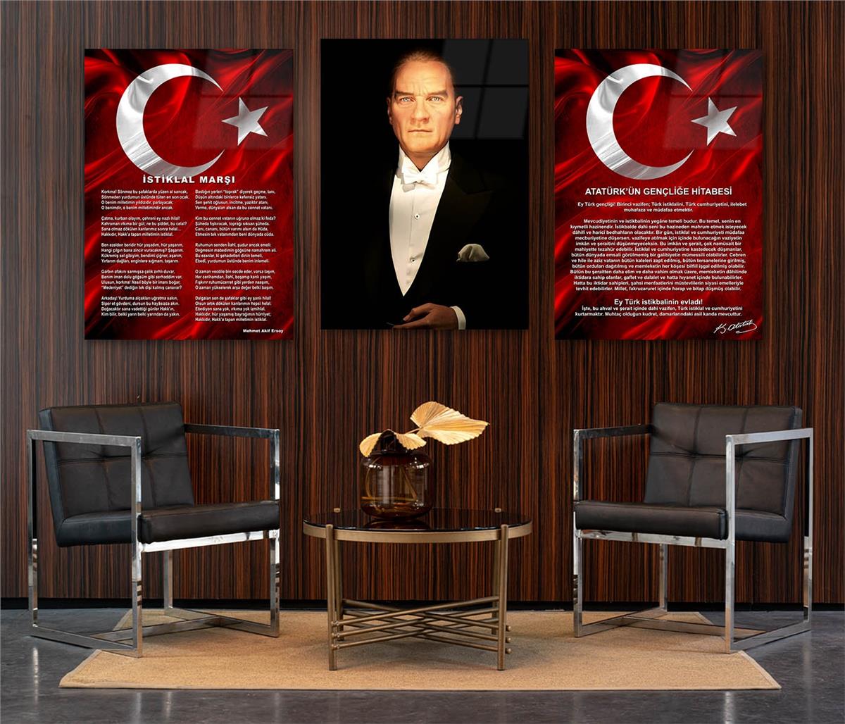  3'lü Set VatanTemalı Cam Tablo 33