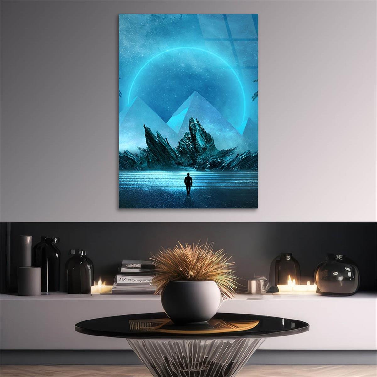 Dikey Sanat Temalı Cam Tablo 478