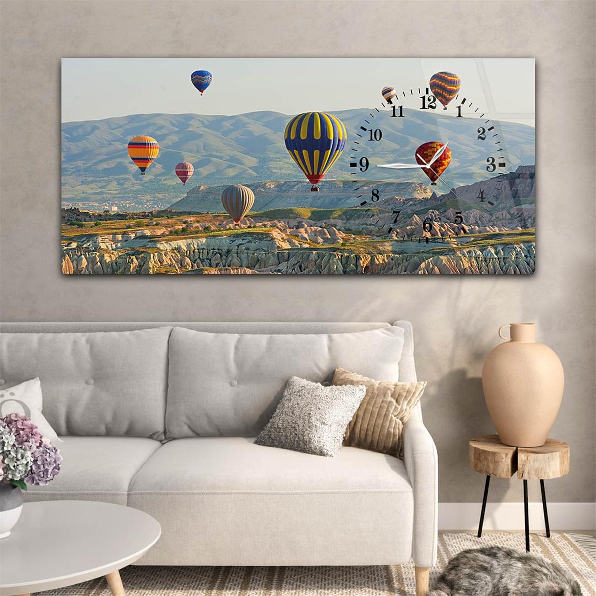 Side-Clock, Art And Nature-Themed Horizontal Glass Wall Painting 058